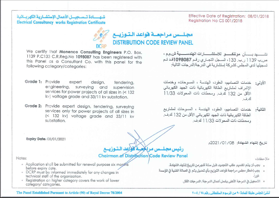 اخذ گواهی نامه صلاحیت ارائه خدمات مشاوره و مهندسی در عمان